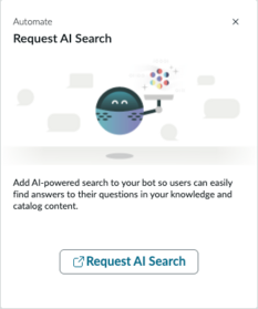 Select the Set up AI Search tile to add AI-powered search to your bot.