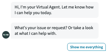 Rubrique de configuration du message d’accueil affichant les différents messages d’accueil par défaut pour vos conversations.