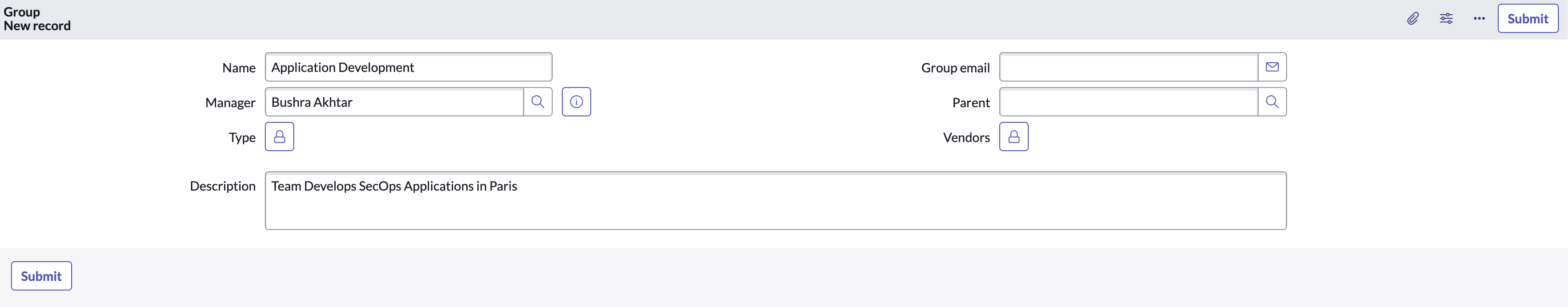 Erstellen einer Gruppe.