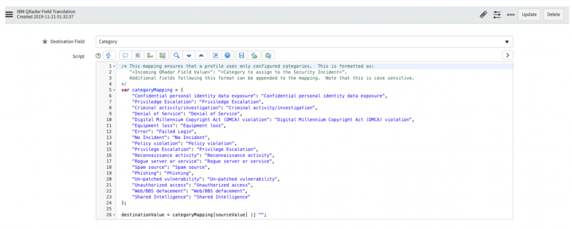IBM QRadar: Profil erstellen: Skript-Editor