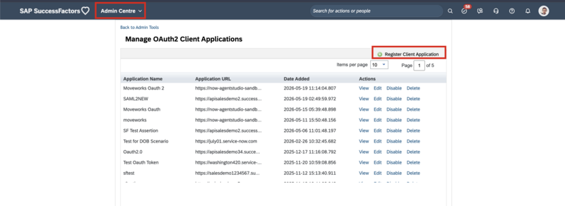 Managing OAuth2 client applications