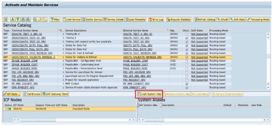 Add System Alias option for OData services