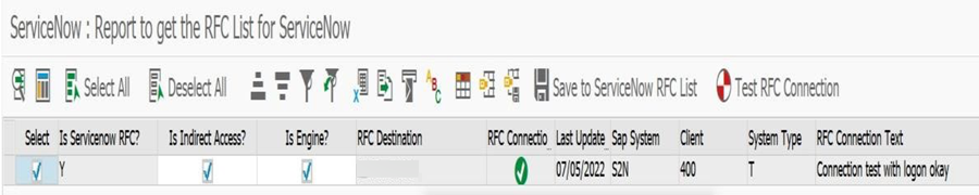 Report to get the RFC list for ServiceNow showing all the options