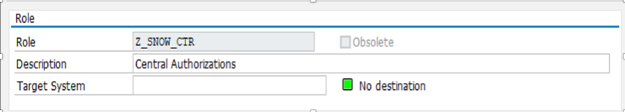 Role creation in the SAP central system