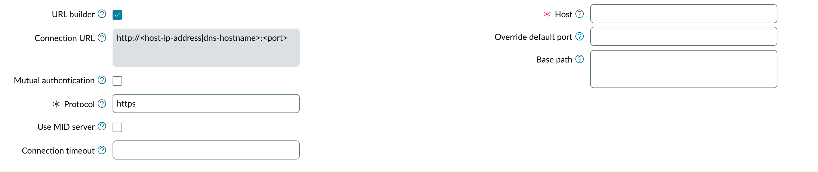 Selecting the URL builder check box.