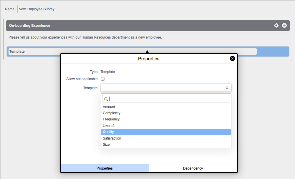 テンプレートプロパティフォーム