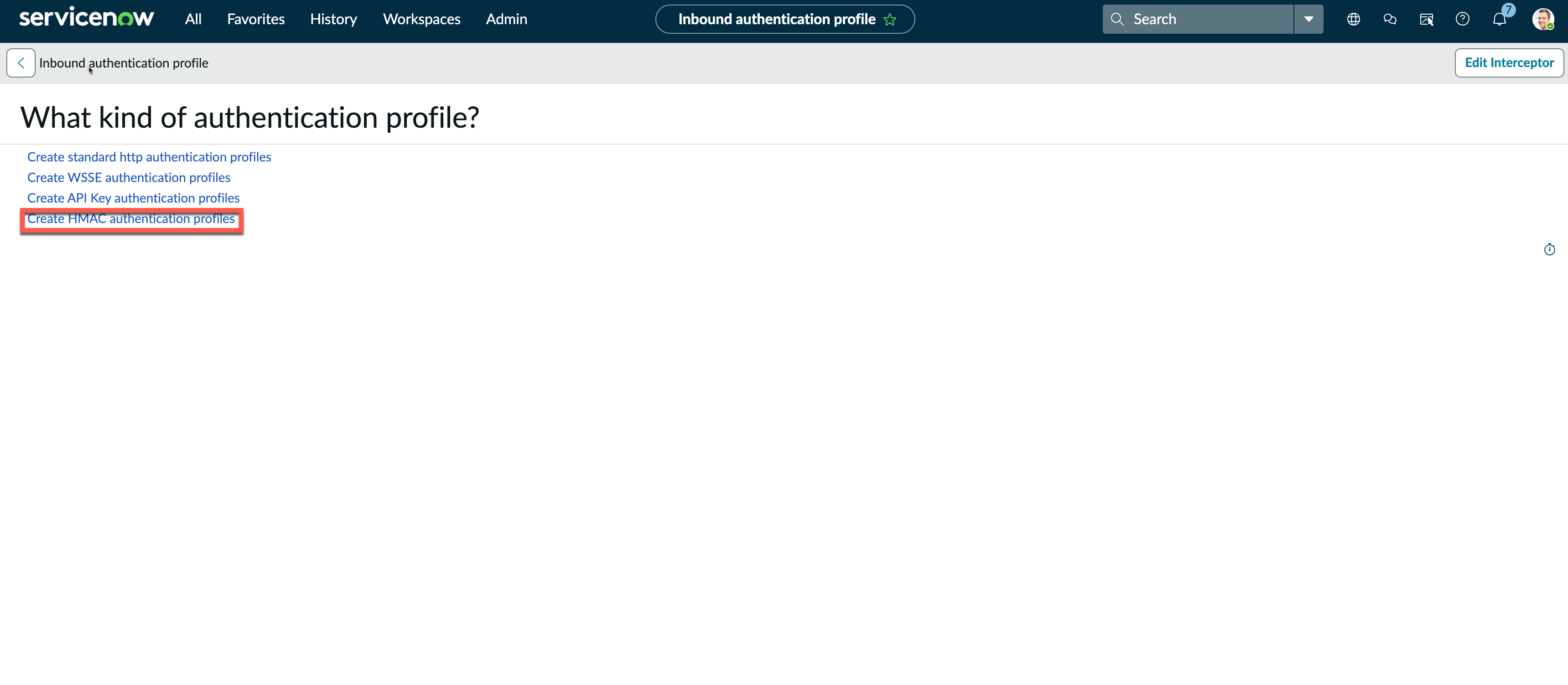 HMAC authentication profile