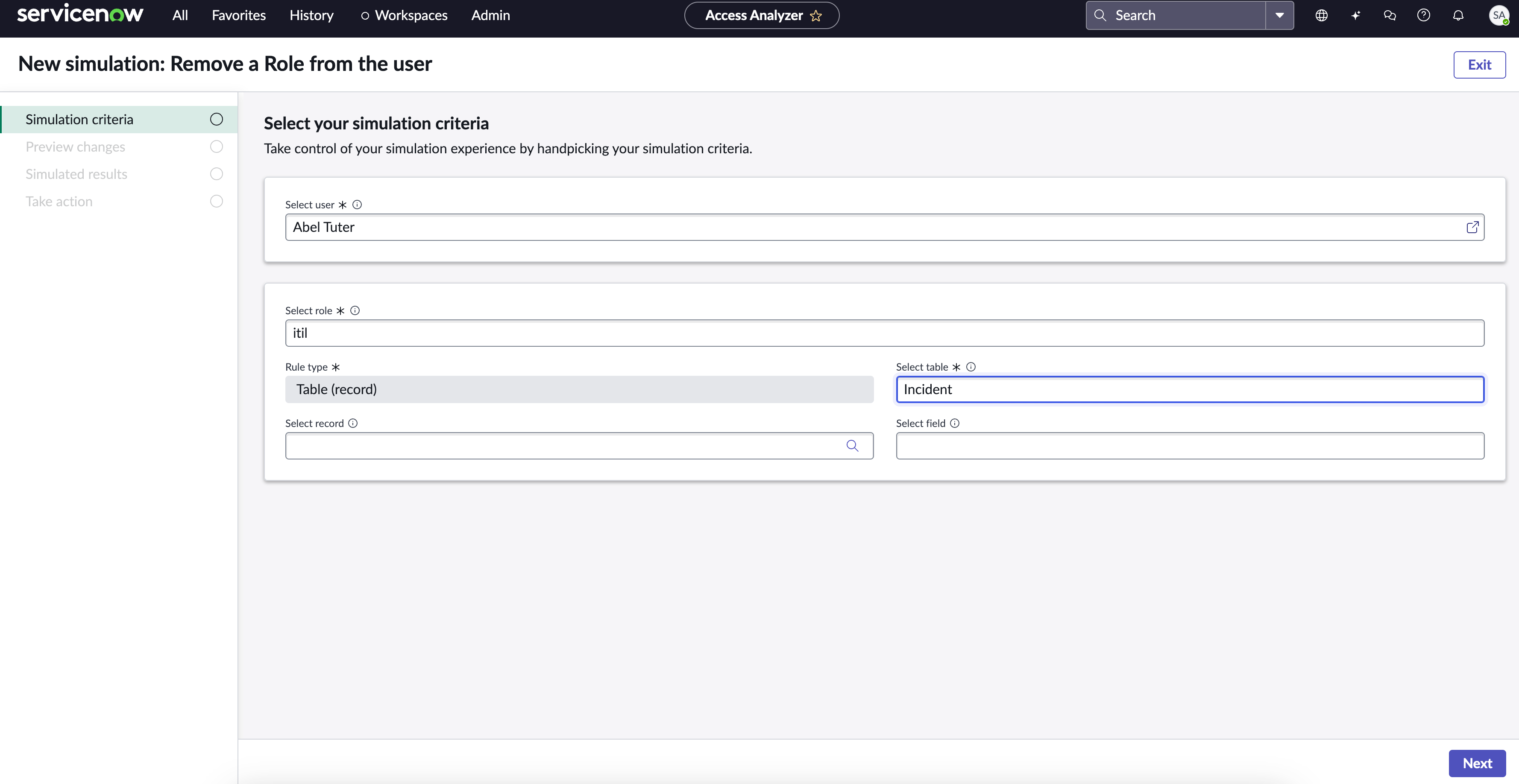 Remove a role - criteria