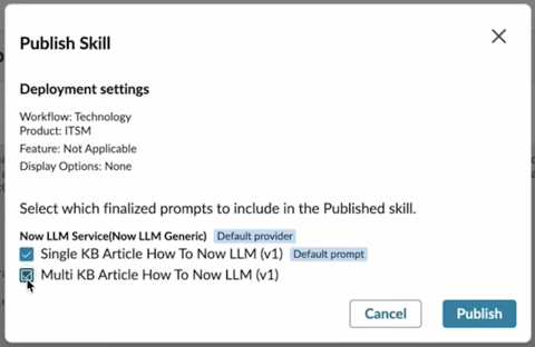 Select finalized prompts to be included in the published skill.