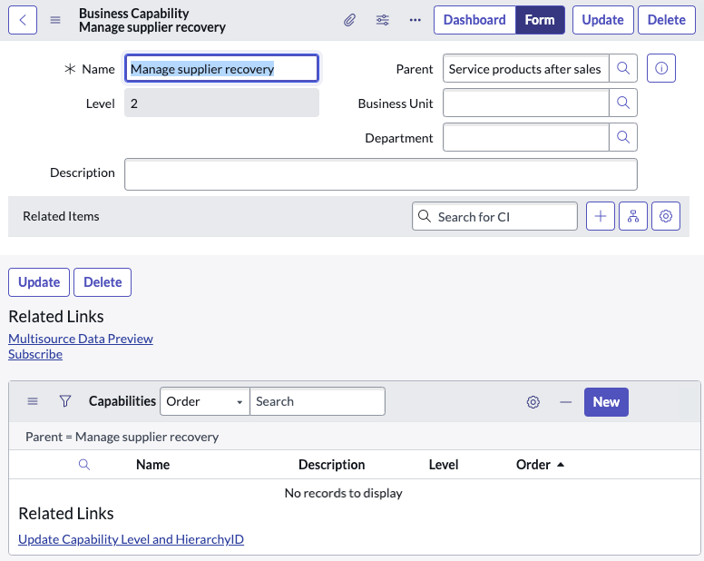 Business capability form.