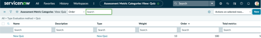 Metric categories related list