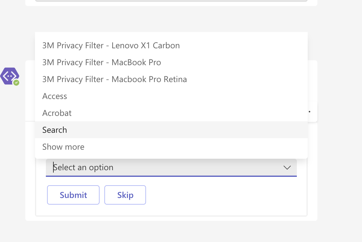 Searching for reference fields in Microsoft Teams