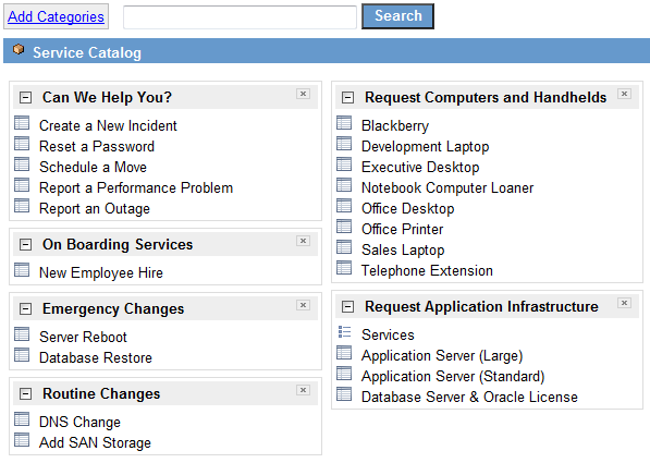Default catalog view