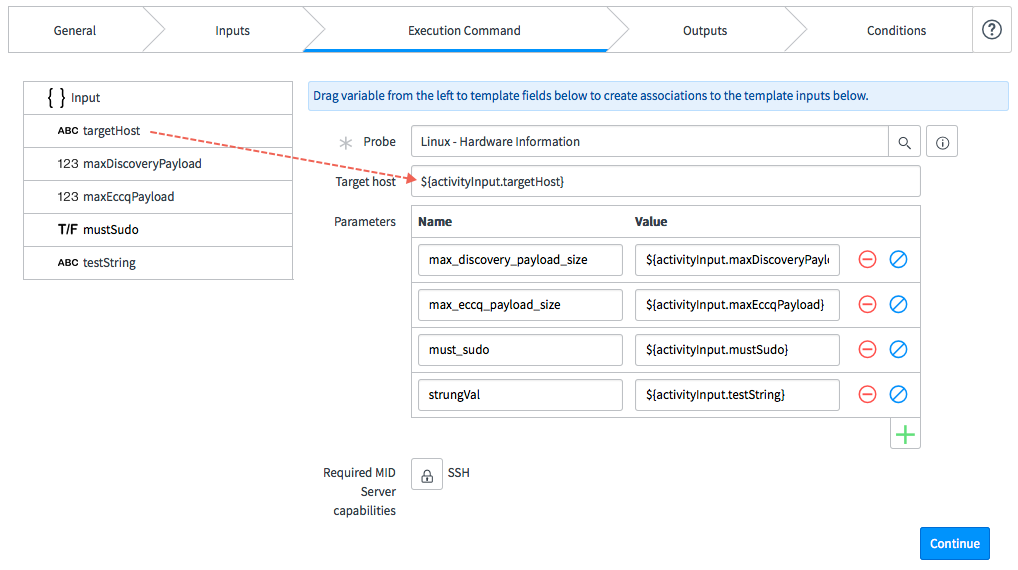 Probe execution command