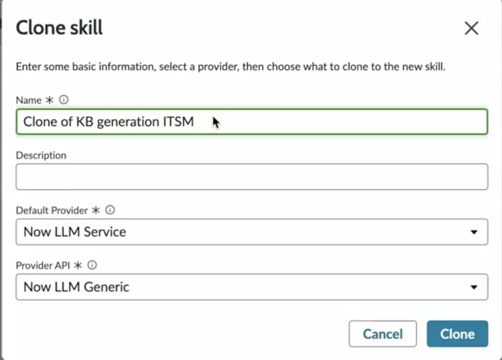 Enter the name of the skill and provider details.