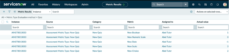 Quiz results