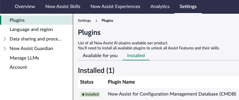 Verifying that the plugin is installed.