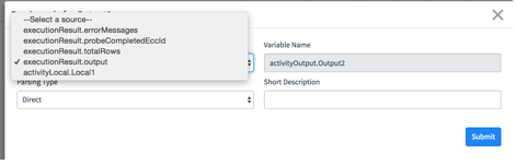 Drop-down list for defining a local variable