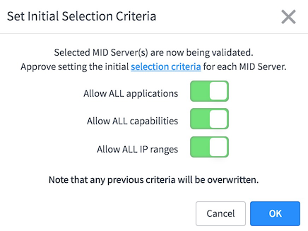 Set initial selection criteria