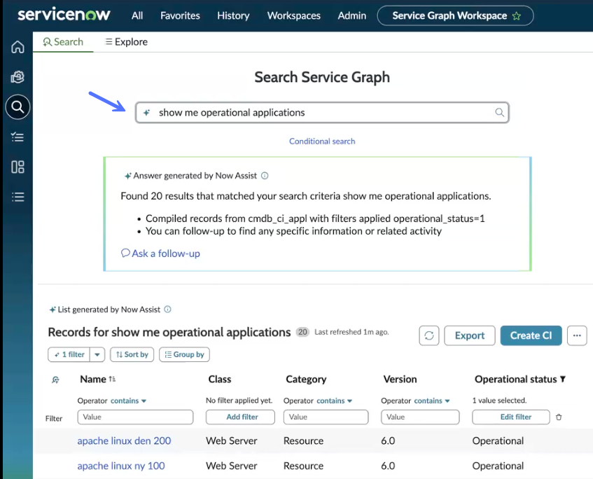 Two sections in the search results.