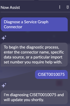 Diagnosing a failed import set with the import set number.