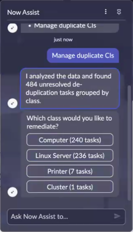 Selecting duplicate CIs to remediate.