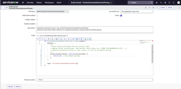 Interface d’implémentation de l’analyse des éléments de contrat