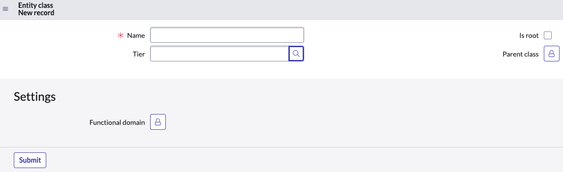 Configuração de amostra para uma classe de entidade.