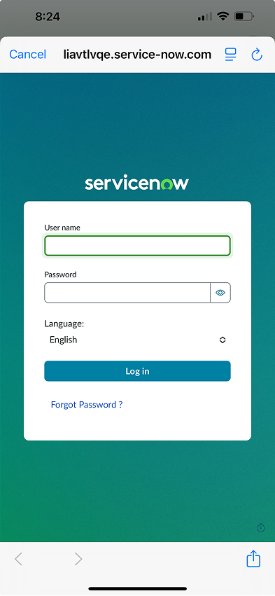 Multifaktor-Anmeldeseite in der Mobile Agent-App.