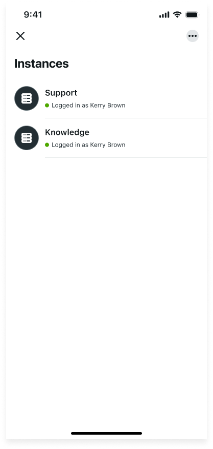 Instanz und Kurzname in der ServiceNow-Agenten-App.