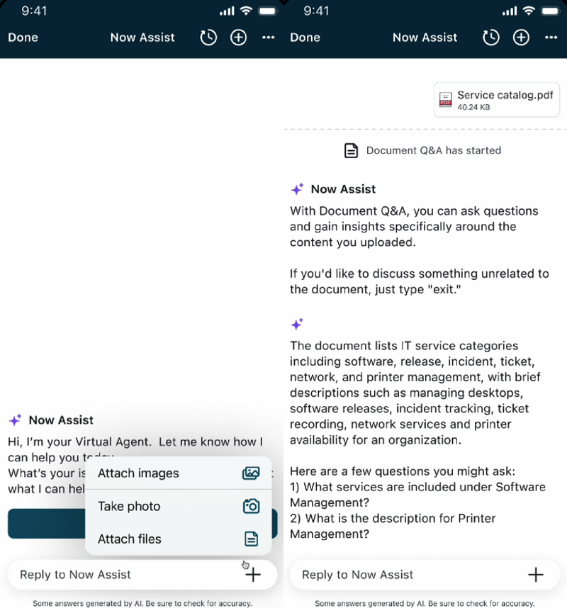 Now Assist-Zusammenfassung einer angehängten PDF-Datei