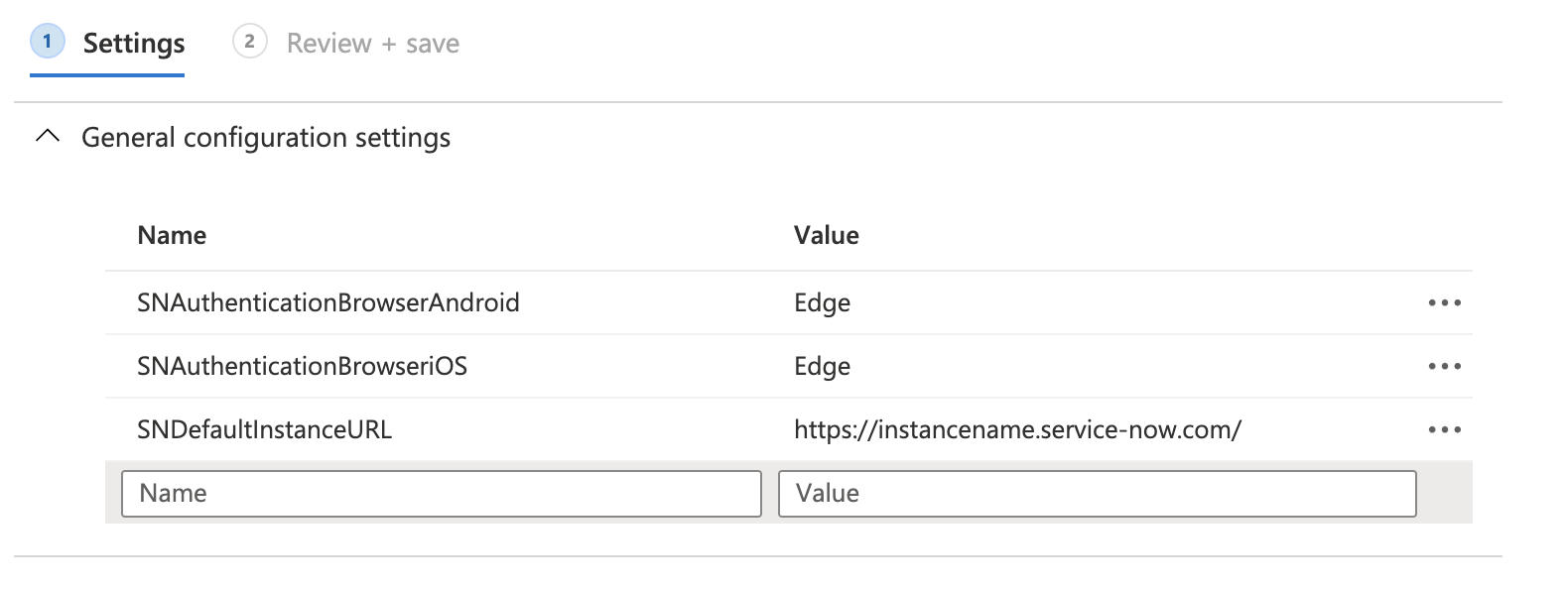 Bearbeiten Sie das Richtlinienfenster für die App-Konfiguration im Microsoft Endpunktmanager-Administratorcenter.