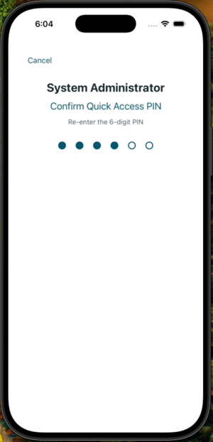 Bestätigung der Schnellzugriffs-PIN für einen freigegebenen Anwender