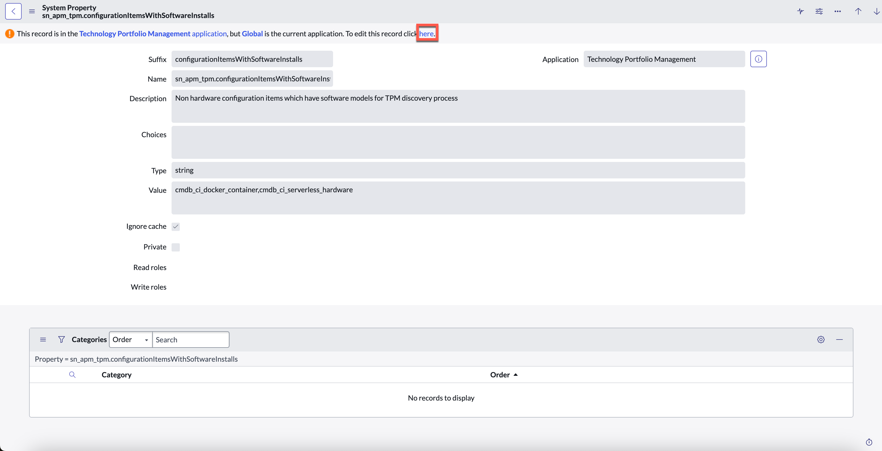 SYS-Eigenschaftsbildschirm mit hervorgehobenem Hyperlink hier.
