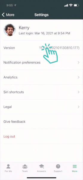 デバッグドロワーオプションにアクセスするデモ (GIF)。