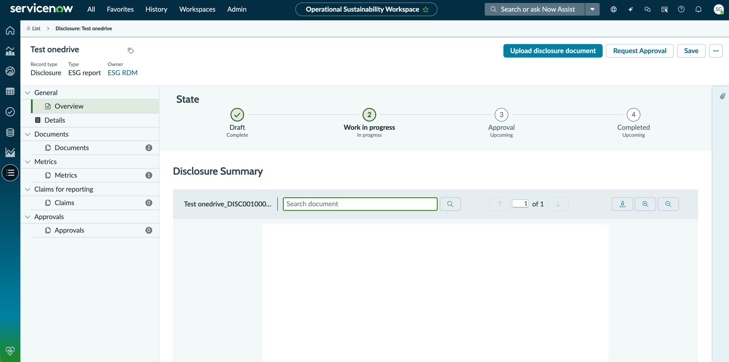 Disclosure Overview tab.