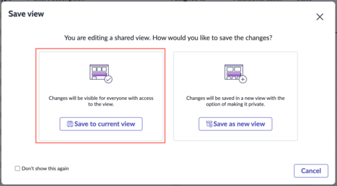 Save view dialog box.