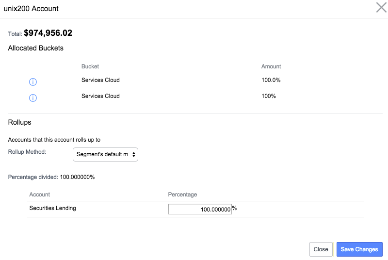An account summary window