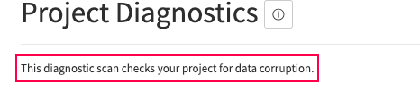 Diagnostics feature description on the application page