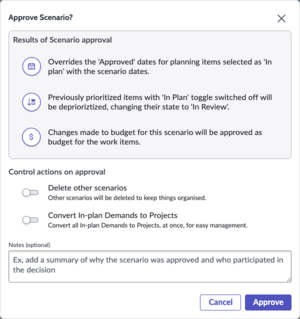 Approve scenario modal.