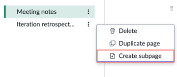 Create subpage for a Doc in CWM.