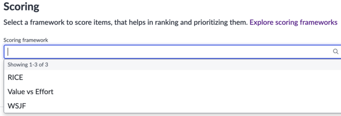 Select a scoring framework for your portfolio plan.