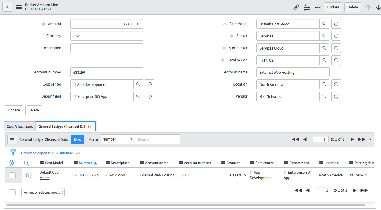 The Groomed General Ledger Data form