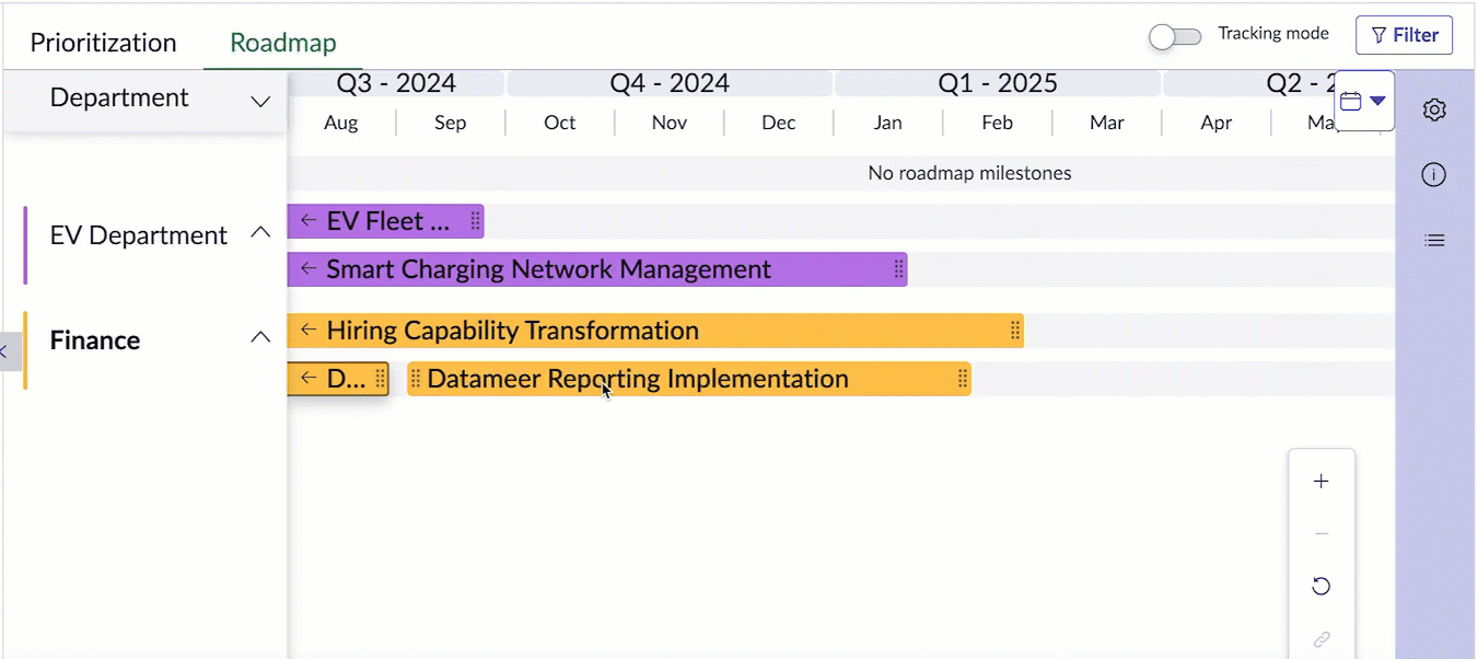 Roadmap tab: Adjust schedule of planning items