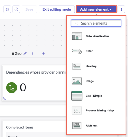 dashboard elements in portfolio planning.