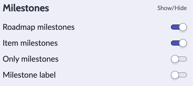 Milestone display toggles.