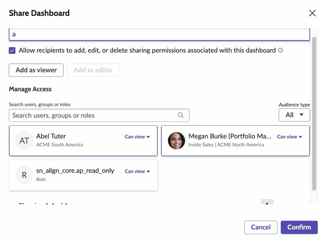 share dashboard in portfolio planning.