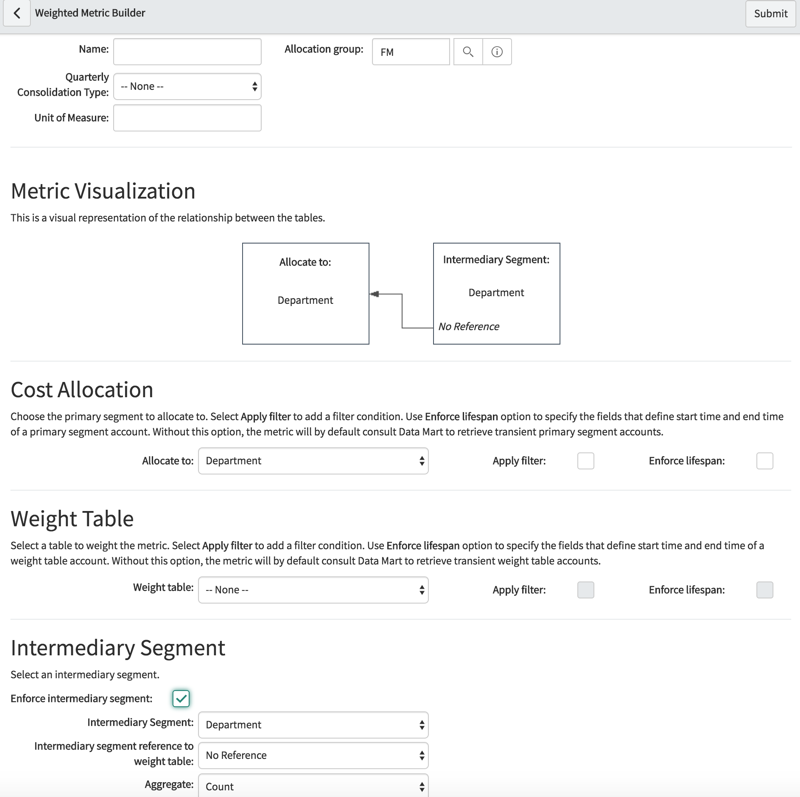 Metric weight builder