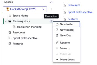 Folder options in CWM workspace.