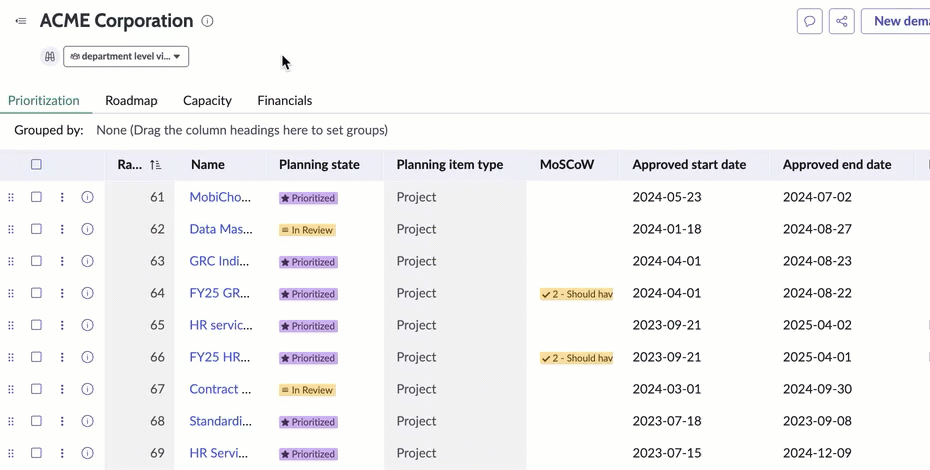 Delete portfolio plan view.